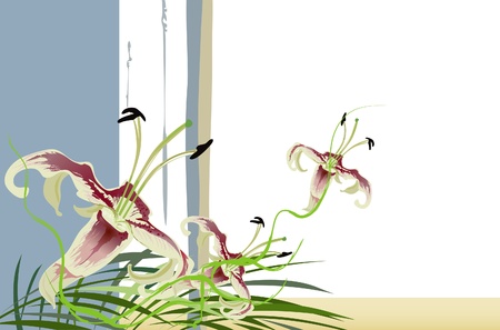 A bouquet of lily flowers. Abstraction of beautiful flowers.のイラスト素材