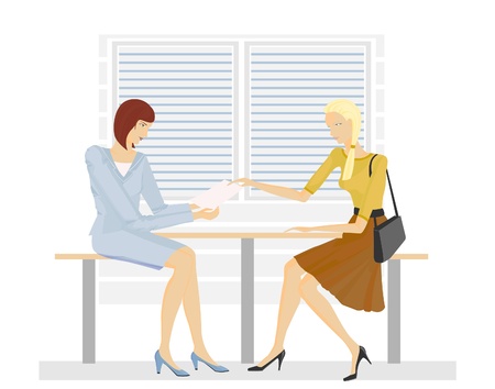 Time of the transfer document in the hands of office workers. Drawing up the contract.のイラスト素材