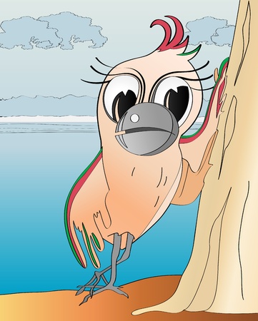 Cheerful parrot. Caricature of a parrot.のイラスト素材