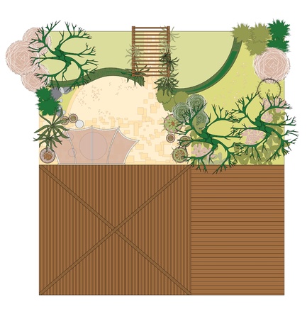 Atrium. Project patio. The plan area for recreation.のイラスト素材