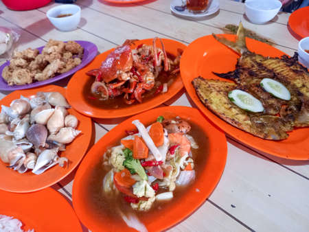 Nice food in seafood restaurant.のeditorial素材