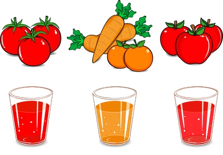 tomatoe carrot orange juice cartoonのイラスト素材