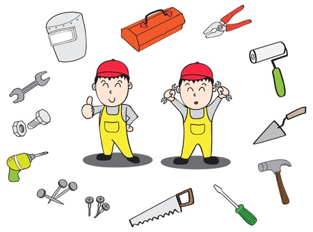 Technician tool cartoon outlineのイラスト素材