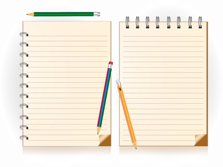 notebook and pencil Vector illustrationのイラスト素材