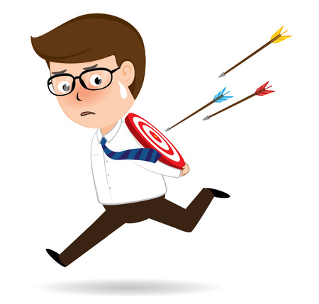 Businessman trying to run away goals, business conceptのイラスト素材