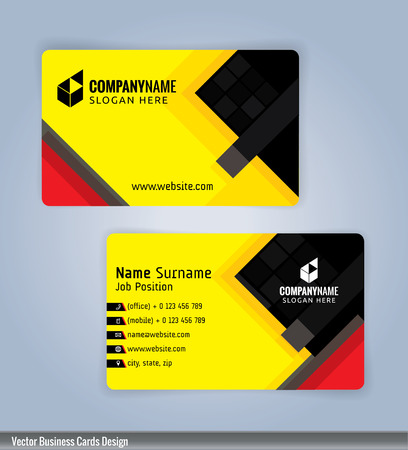 Yellow and red modern business card template, Illustrationのイラスト素材