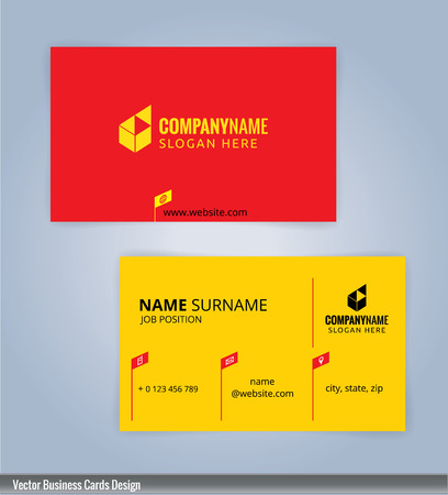 Yellow and red modern business card template, Illustrationのイラスト素材