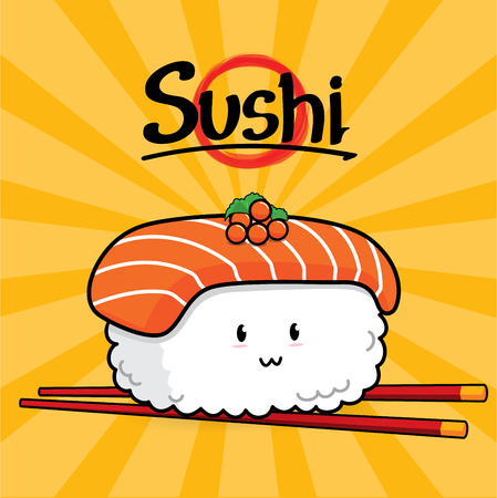 Sake Nigiri Sushi cartoonのイラスト素材