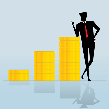 Businessman and gold coins chart, Business Concept, vectorのイラスト素材