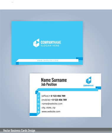Modern creative and clean business card Design template. Blue and white templateのイラスト素材