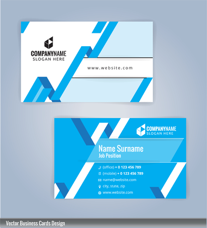 Modern creative and clean business card Design template. Blue and white templateのイラスト素材