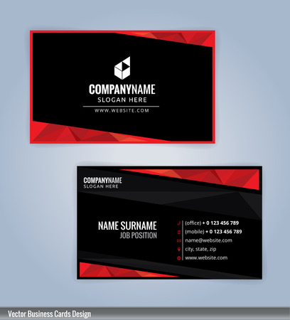Black and Red modern business card template, vertical, Illustration Vector 10のイラスト素材