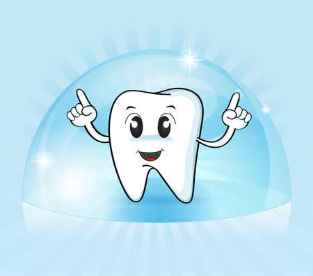 Fluoride protection of a tooth, Cute cartoon vectorのイラスト素材