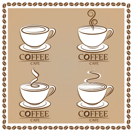 Set coffee logo, labels, design templatesのイラスト素材