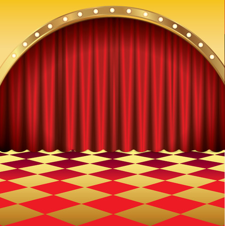 Circus or theater scene with red curtain, Illustrationのイラスト素材