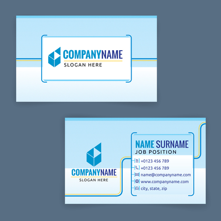 Business card template. blue and white, Illustration Vectorのイラスト素材