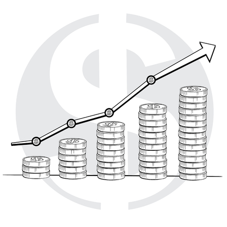 Arrow graph up line drawing, Business concept, Illustration Vectorのイラスト素材