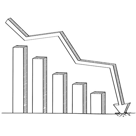 Arrow graph down line drawing, Business concept, Illustration Vector eps10のイラスト素材