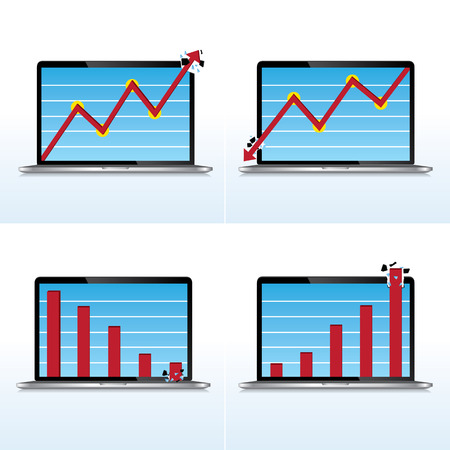 Statistic graph on laptop, business concept, vectorのイラスト素材