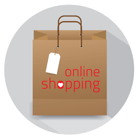 Brown paper bags online shopping, e-commerce concept vectorのイラスト素材