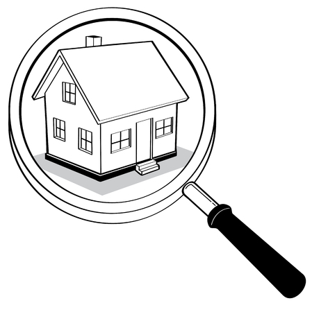 Magnifying glass and white house line drawing, Business concept, Illustration Vector eps10のイラスト素材