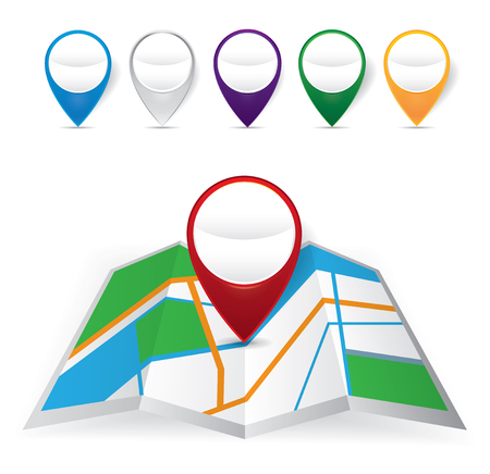 Set Pin Pointer on Map icon, e-commerce concept vectorのイラスト素材