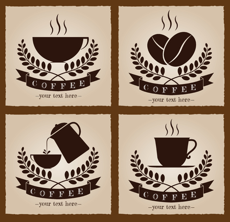 Set of retro coffee logoのイラスト素材