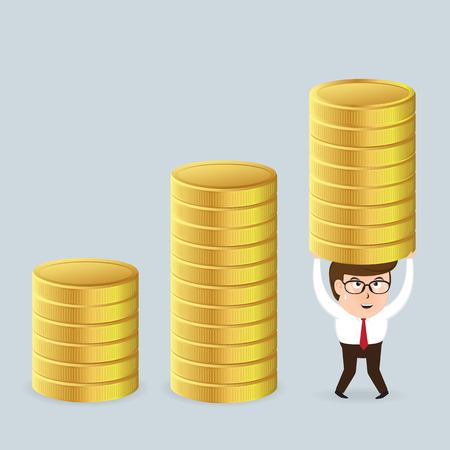 Businessman carrying gold coins, business concept, vector 10のイラスト素材