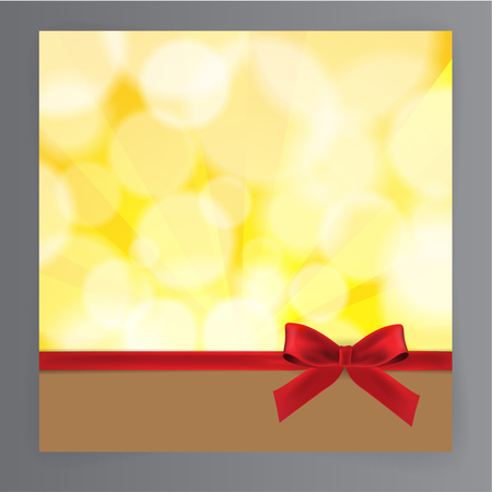 Red bows with yellow bokeh background, Red Ribbon Vectorのイラスト素材