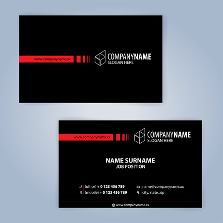 Business card template. Red and Black, Illustration Vector10のイラスト素材