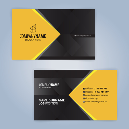 Yellow and Black modern business card template, Illustrationのイラスト素材