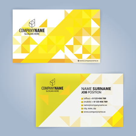 Yellow and White modern business card template, Illustration Vector with triangular designのイラスト素材