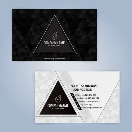 Black and White modern business card template with triangular designのイラスト素材