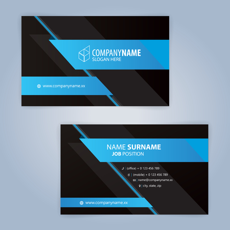Blue and Black modern business card template, Illustration Vector 10のイラスト素材