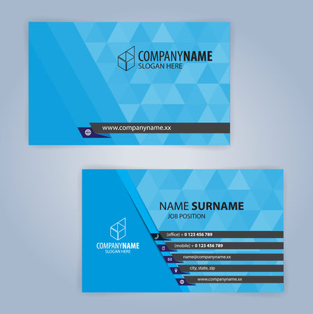 Business card template. Blue and Black, Illustration Vector10のイラスト素材