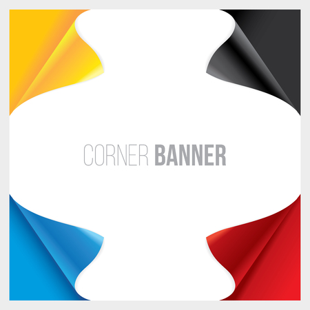 4 Color Corner Banner illustrationのイラスト素材