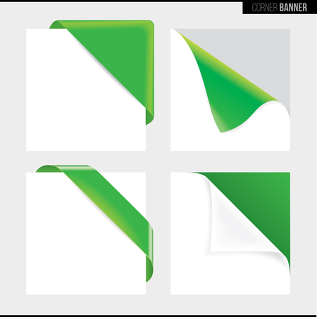 Green color corner banner, vector illustrationのイラスト素材