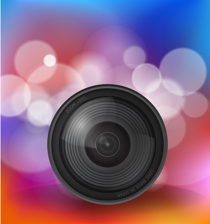Camera lens over bokeh background, Illustration Vector 10のイラスト素材