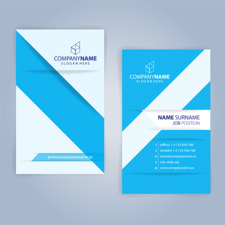 Business card template. Blue and White, vertical, Illustration Vector10のイラスト素材