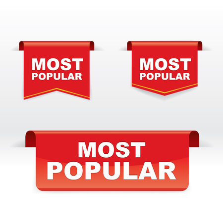 Set of Red Banner Vector, Most Popular, vector concept, illustration, EPS 10のイラスト素材