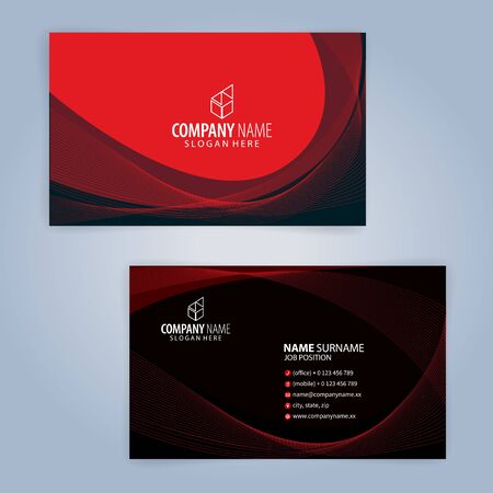 Red and Black modern business card template, Illustration Vectorのイラスト素材