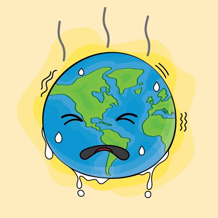 Global warming Cartoon Vector Illustration Handのイラスト素材