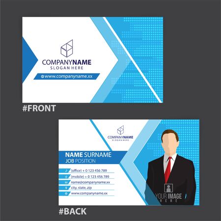 blue and white business cards design, vectorのイラスト素材
