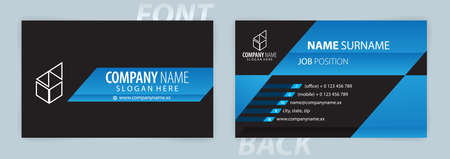 Blue and Black business card template (Front and Back) Vectorのイラスト素材