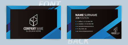Blue and Black business card template (Front and Back) Vectorのイラスト素材