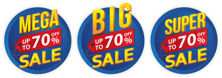 Mega sale, Big sale, Super sale banner in flat design, background Vector