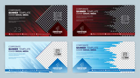 Black and Red, Blue and White Template banner cover ads, Vectorのイラスト素材