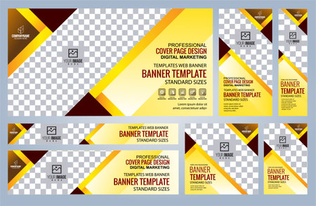 Set of Editable square banner template design for website and mobile websiteのイラスト素材