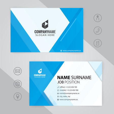 Set of blue and white Modern Corporate Business Card Design Templates, vector eps 10のイラスト素材