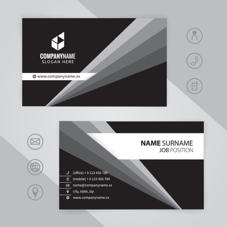 Set of White and black abstract modern business card design template. Illustration Vector EPS10のイラスト素材